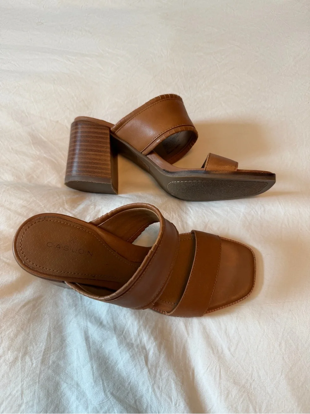 Caslon Tan Double-Strap Slide Mules